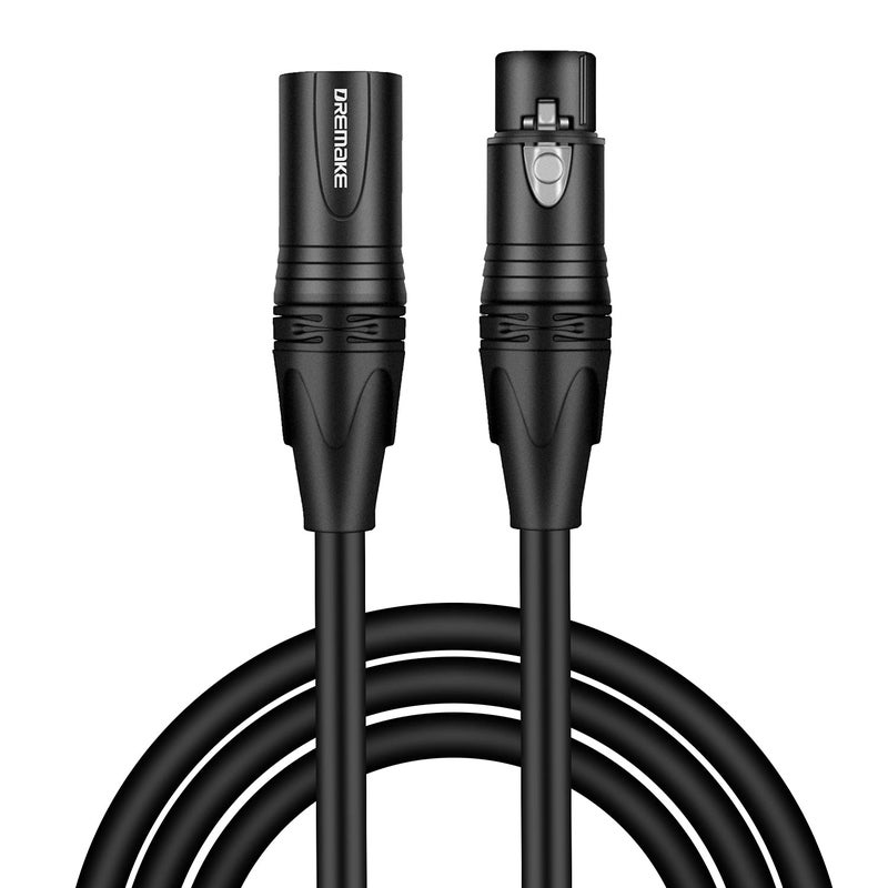 DREMAKE 3 Pin XLR Jack Cable Male to Female Low Z Microphone Balanced Audio Patch Cord for Powered Speaker, DMX LED, Effector, Aqualizer and More - 15FT/Black - Image 1
